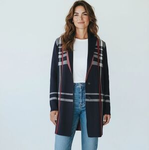 Charter Club Black & Gray Women’s Cardigan Sweater • Size Large • Cozy & Classic